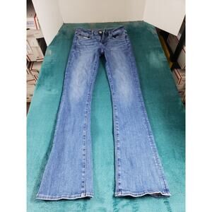 American Eagle Jeans Size 4 Long Womens Blue Pants High Rise Skinny Kick Boot